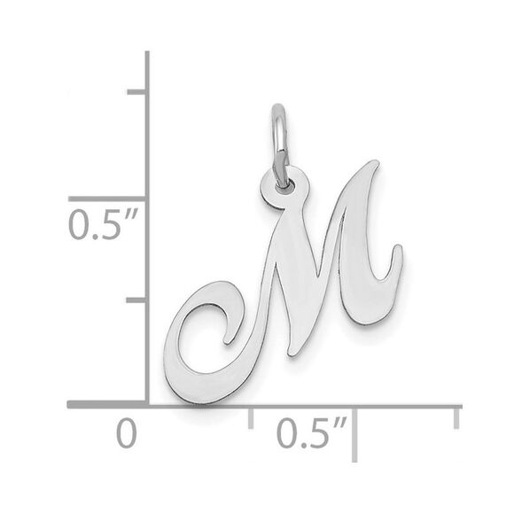 10k White Gold Small Fancy Script Initial M Charm - Picture 2 of 2